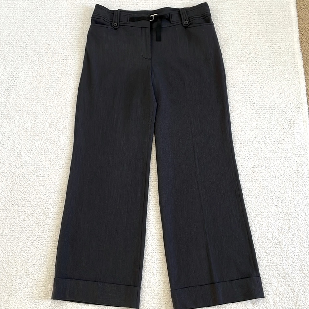 NWOT ANN TAYLOR LOFT WIDE LEG BLACK GRAY PANTS WITH CUFFED HEM